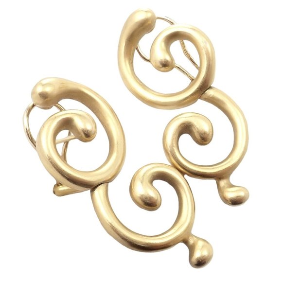 Rare! Authentic Vintage Angela Cummings 18k Yellow Gold Curl Earrings - Picture 7 of 10